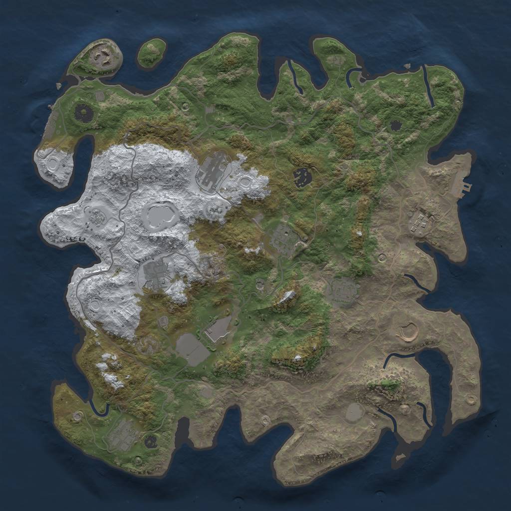 Rust Map: Procedural Map, Size: 4000, Seed: 9301866, 19 Monuments