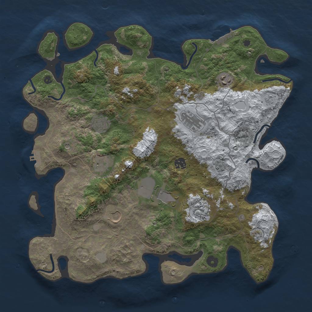 Rust Map: Procedural Map, Size: 4000, Seed: 68697324, 18 Monuments