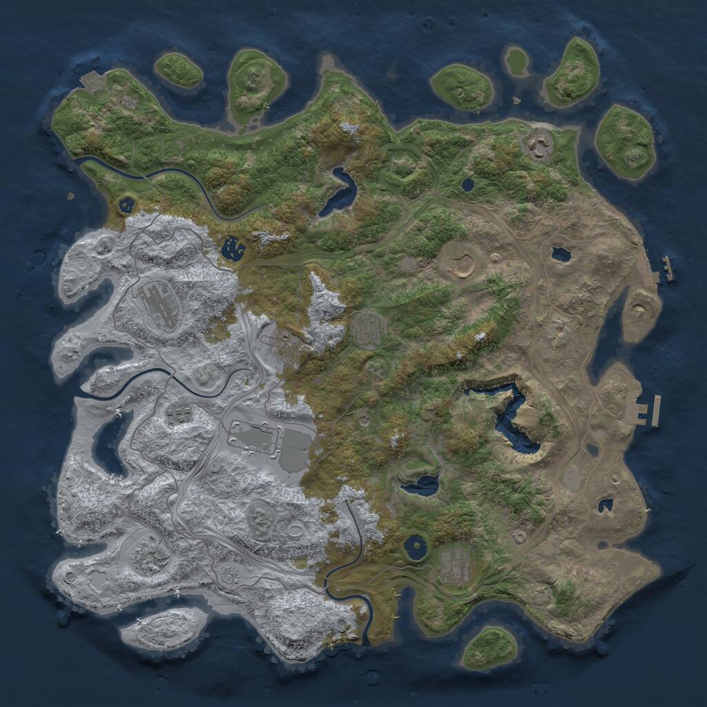 Rust Map: Procedural Map, Size: 4500, Seed: 71131148, 16 Monuments