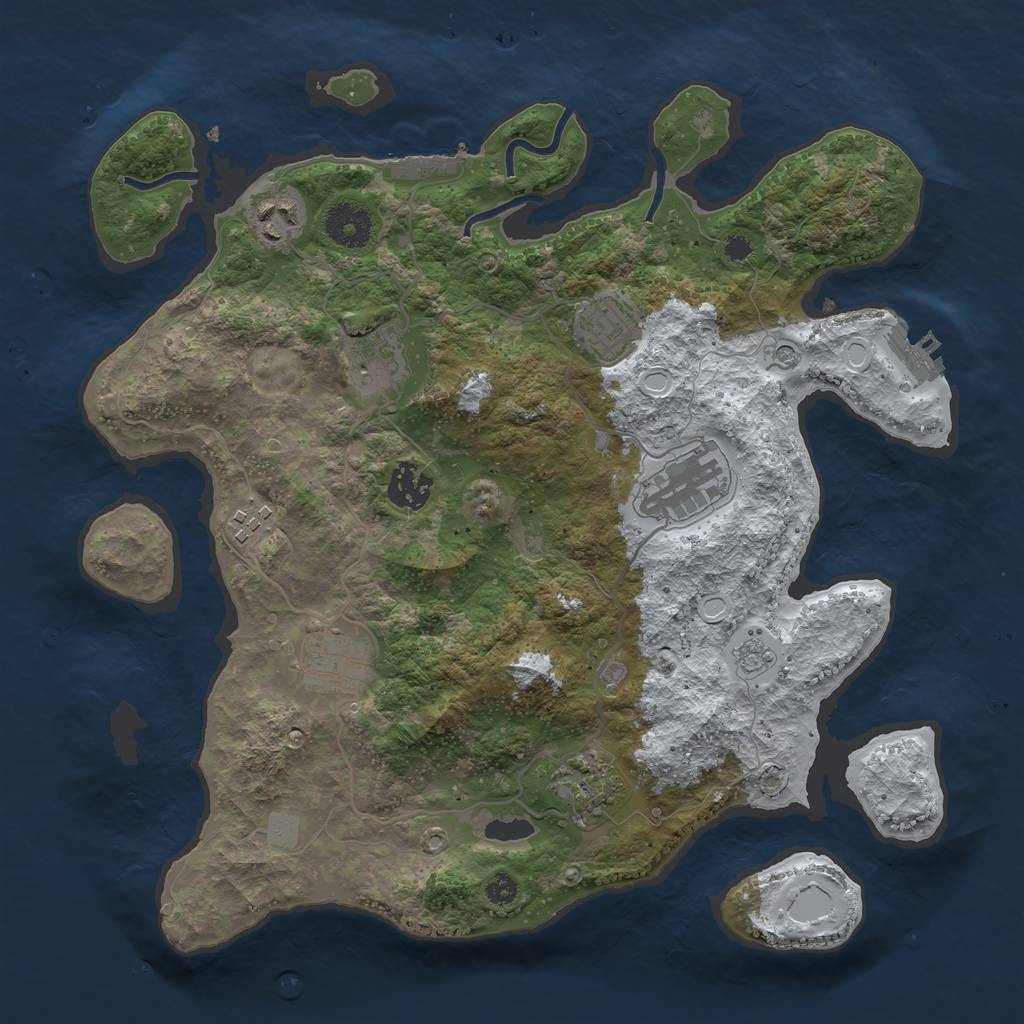 Rust Map: Procedural Map, Size: 3400, Seed: 516135, 17 Monuments