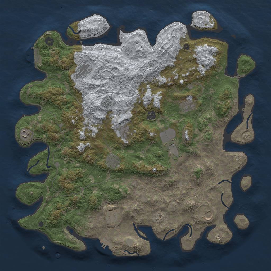 Rust Map: Procedural Map, Size: 4500, Seed: 643721128, 19 Monuments