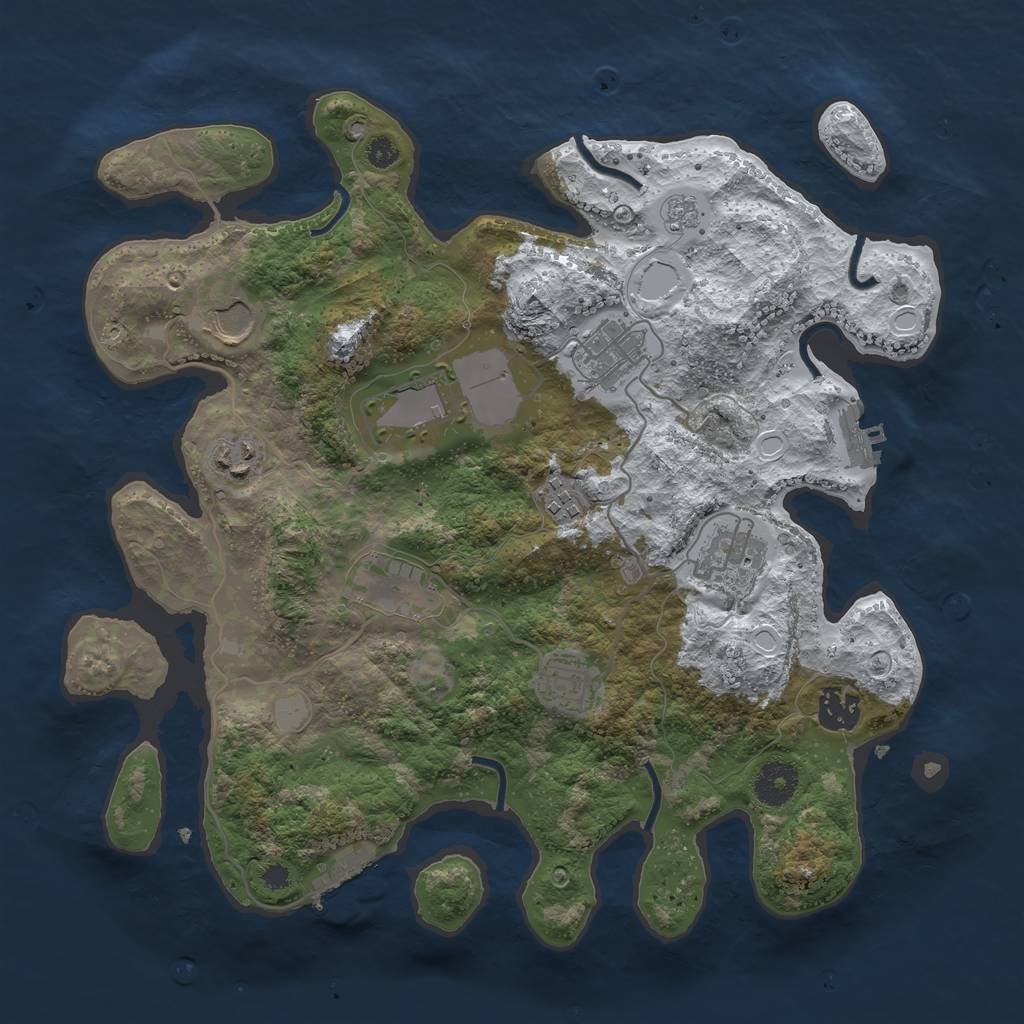 Rust Map: Procedural Map, Size: 3500, Seed: 476368471, 17 Monuments