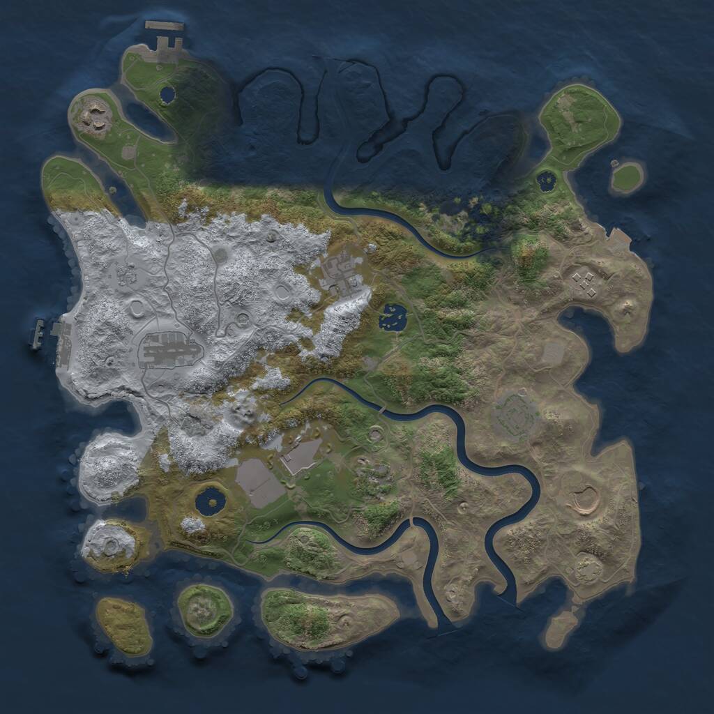 Rust Map: Procedural Map, Size: 3750, Seed: 893382209, 15 Monuments