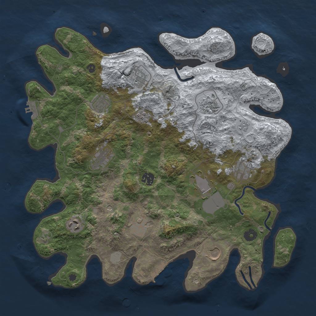 Rust Map: Procedural Map, Size: 3750, Seed: 425546665, 20 Monuments