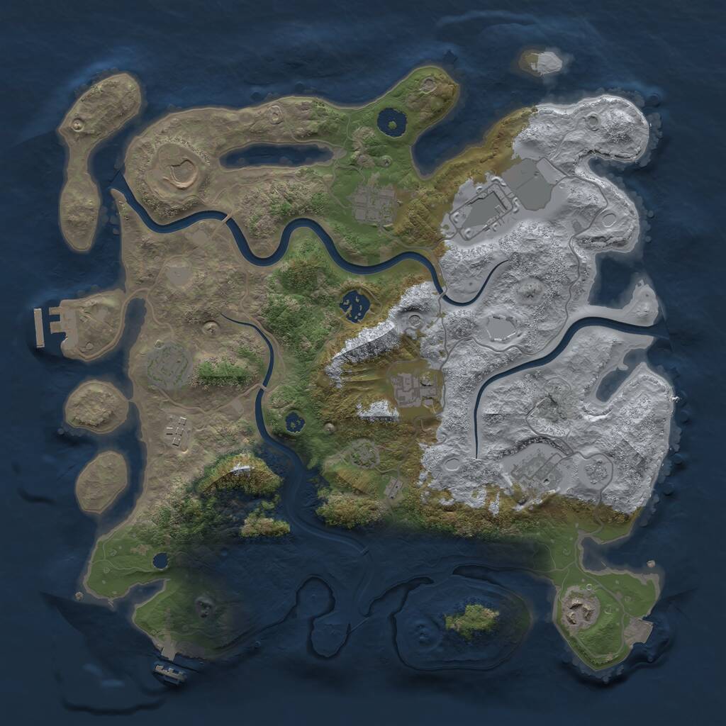 Rust Map: Procedural Map, Size: 3750, Seed: 221239201, 15 Monuments