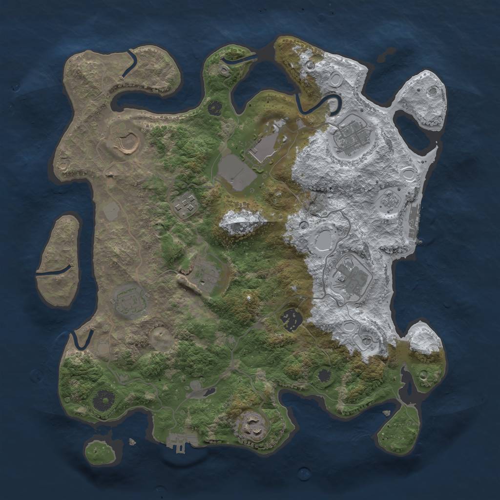 Rust Map: Procedural Map, Size: 3500, Seed: 228018635, 18 Monuments