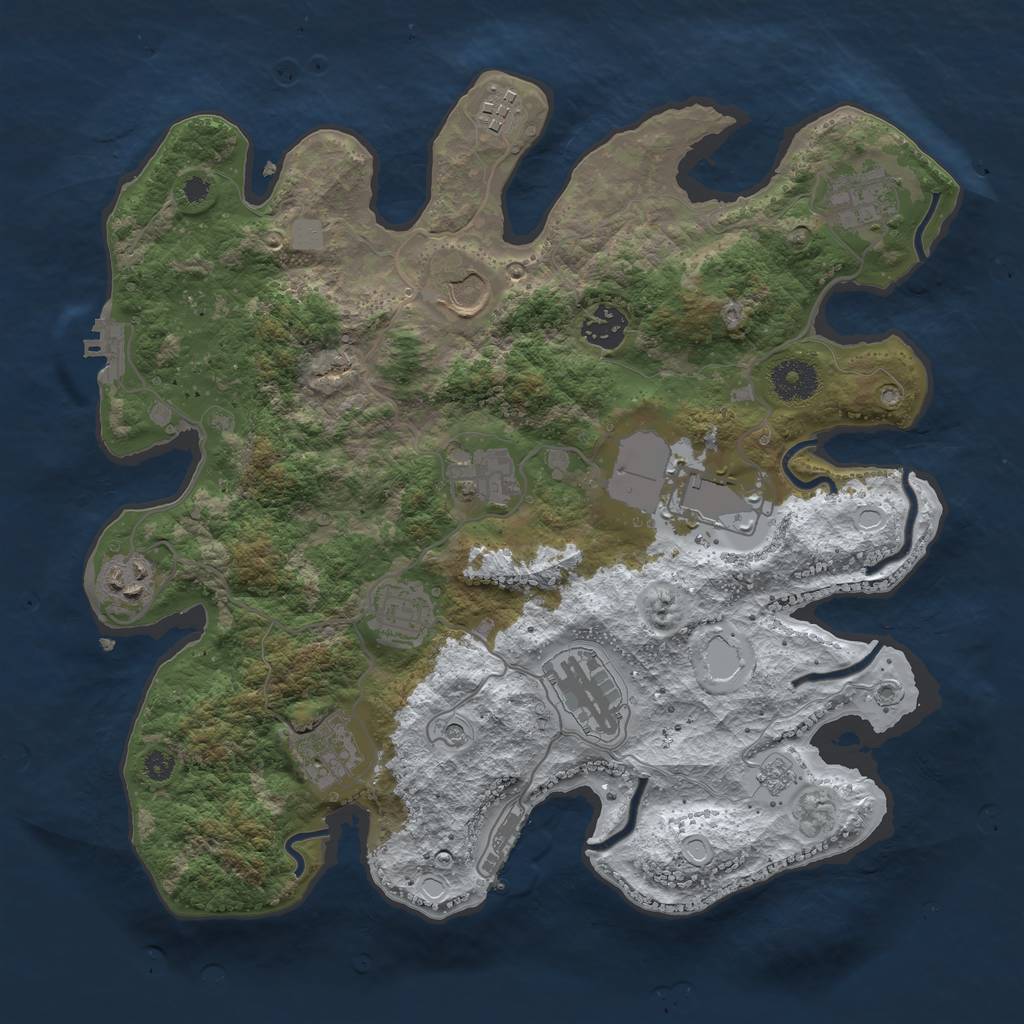 Rust Map: Procedural Map, Size: 3500, Seed: 532, 19 Monuments