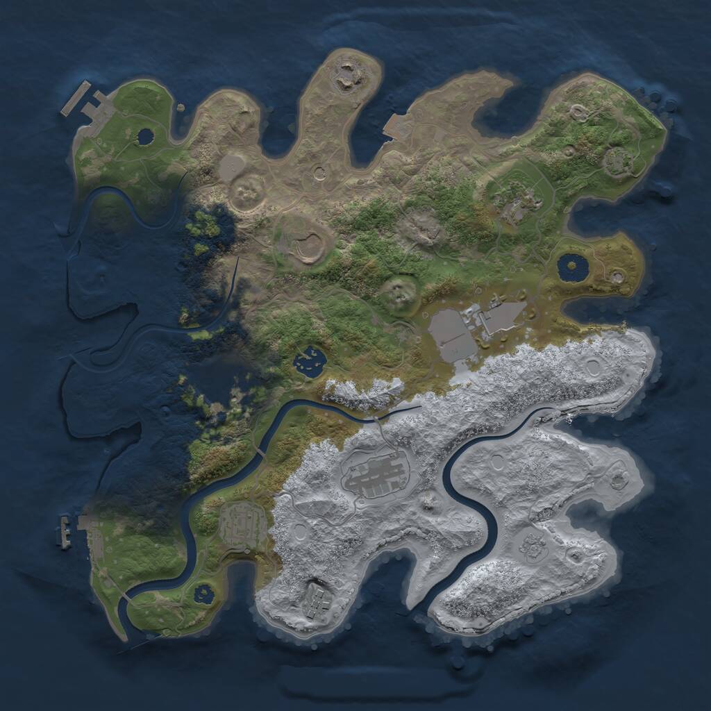 Rust Map: Procedural Map, Size: 3500, Seed: 532, 15 Monuments