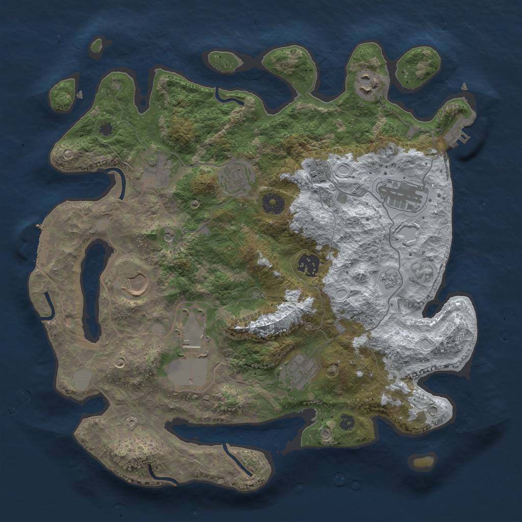 Rust Map: Procedural Map, Size: 3500, Seed: 5655, 18 Monuments