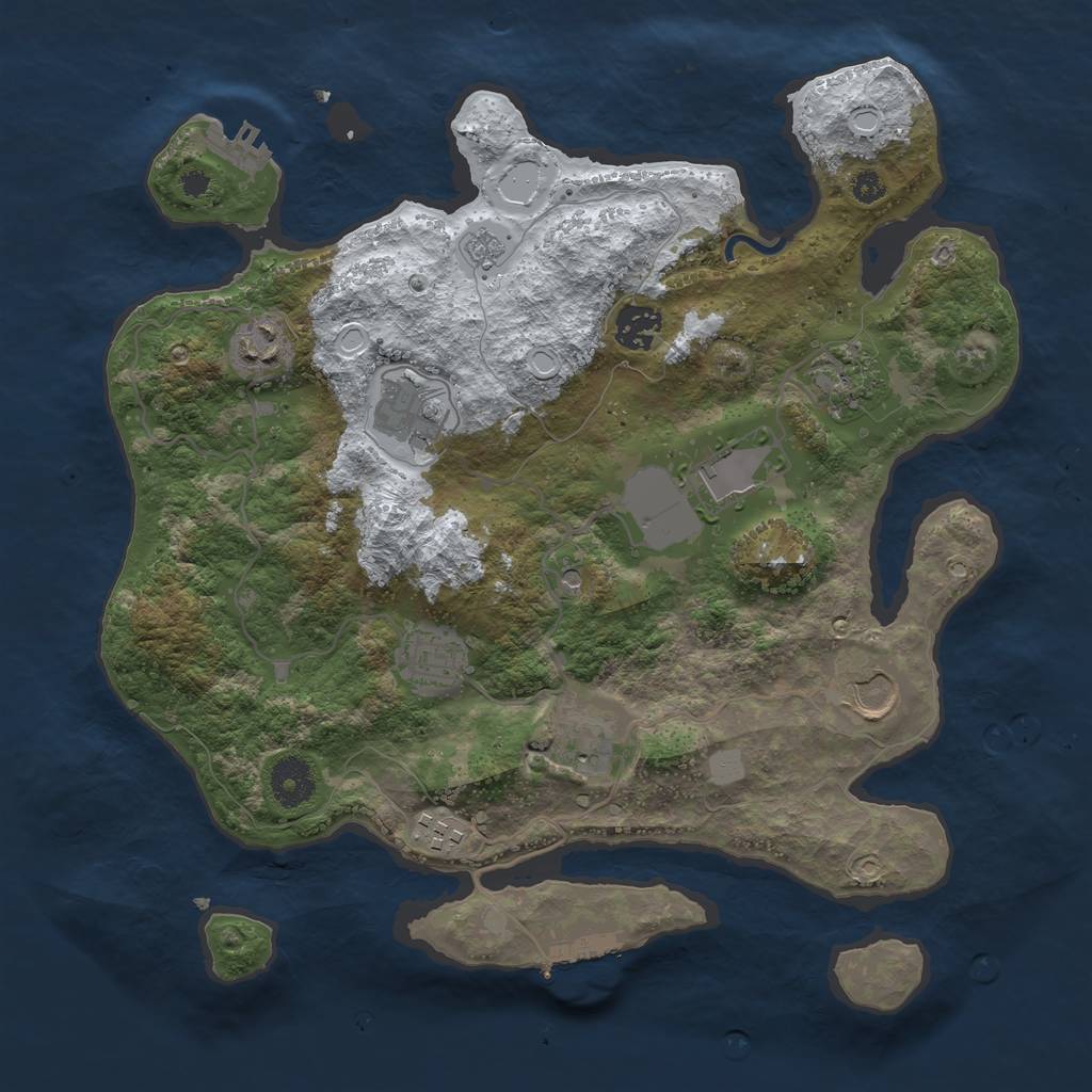 Rust Map: Procedural Map, Size: 3500, Seed: 197853, 18 Monuments