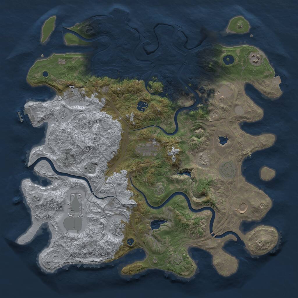 Rust Map: Procedural Map, Size: 4250, Seed: 496446100, 16 Monuments