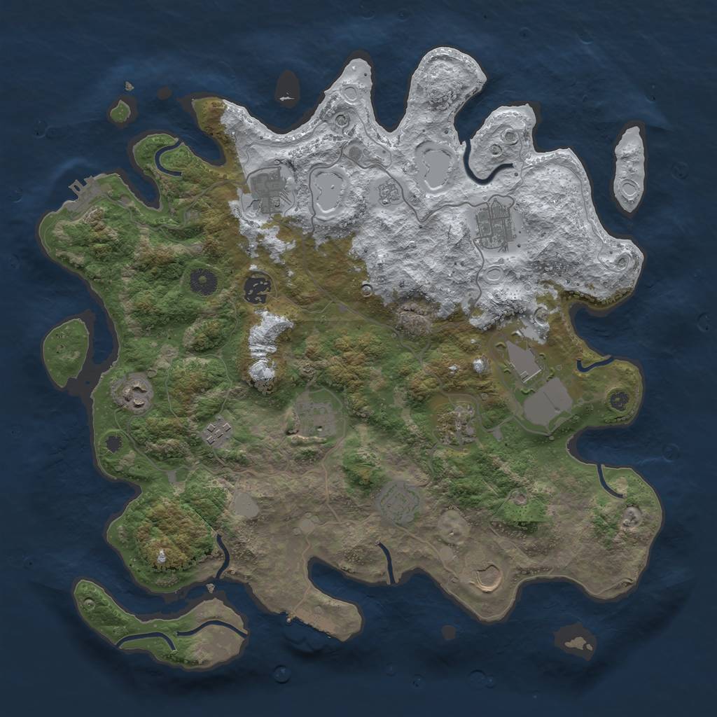 Rust Map: Procedural Map, Size: 3900, Seed: 4356578, 19 Monuments
