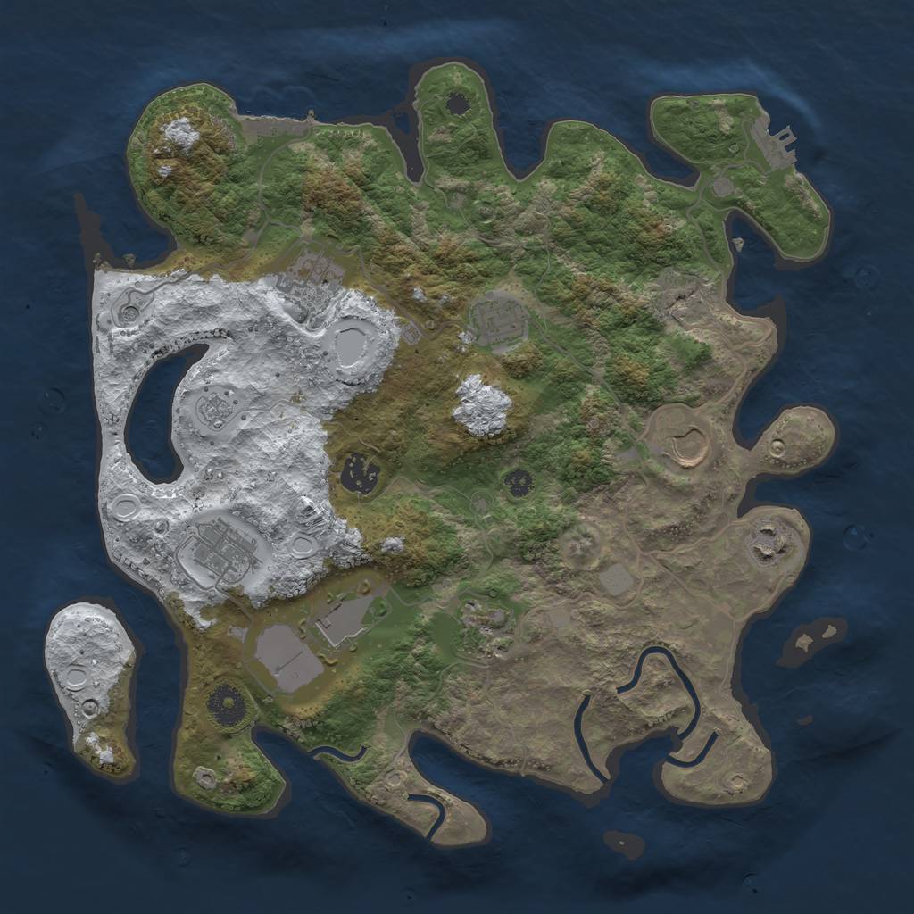 Rust Map: Procedural Map, Size: 3500, Seed: 639720808, 17 Monuments