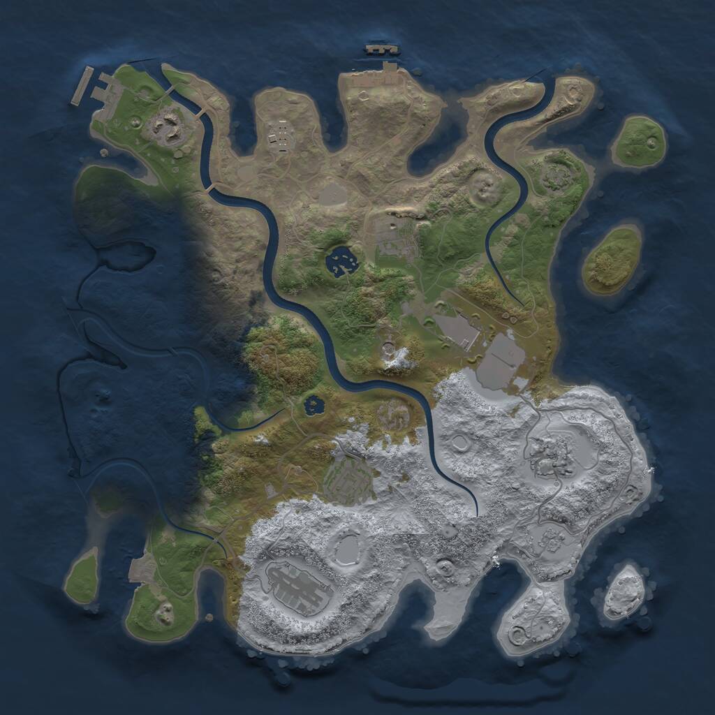 Rust Map: Procedural Map, Size: 3500, Seed: 1015918000, 14 Monuments