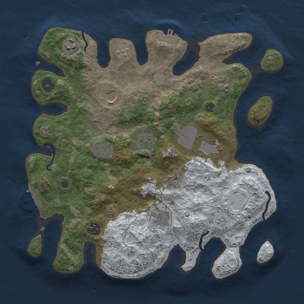 Rust Map: Procedural Map, Size: 3500, Seed: 1015918000, 18 Monuments