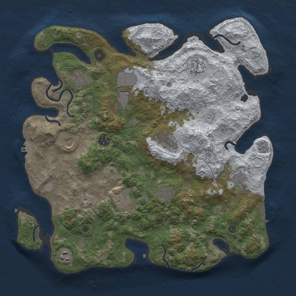 Rust Map: Procedural Map, Size: 3950, Seed: 2068984826, 20 Monuments