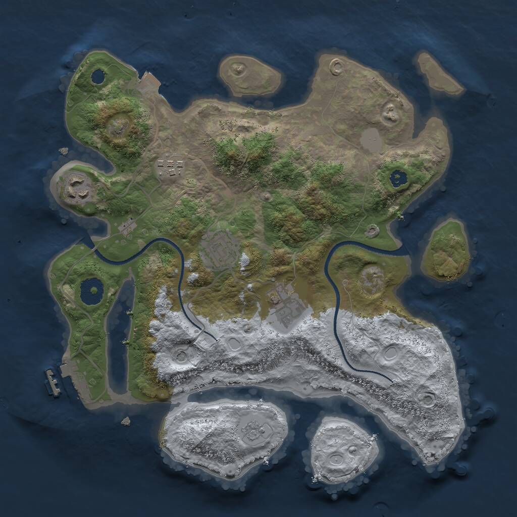 Rust Map: Procedural Map, Size: 3000, Seed: 1383255714, 8 Monuments
