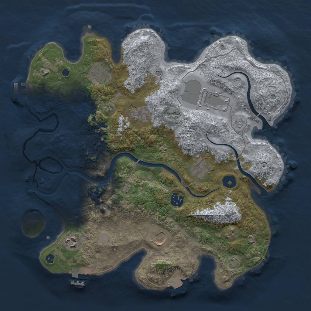 Rust Map: Procedural Map, Size: 3500, Seed: 377277221, 14 Monuments