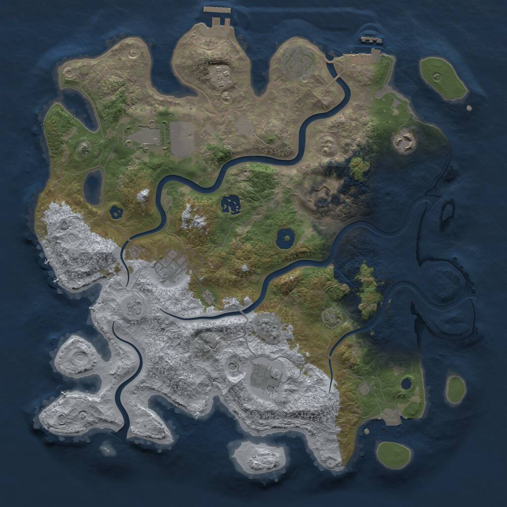 Rust Map: Procedural Map, Size: 3750, Seed: 362910543, 14 Monuments