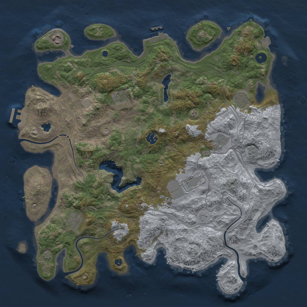 Rust Map: Procedural Map, Size: 4250, Seed: 99999, 14 Monuments