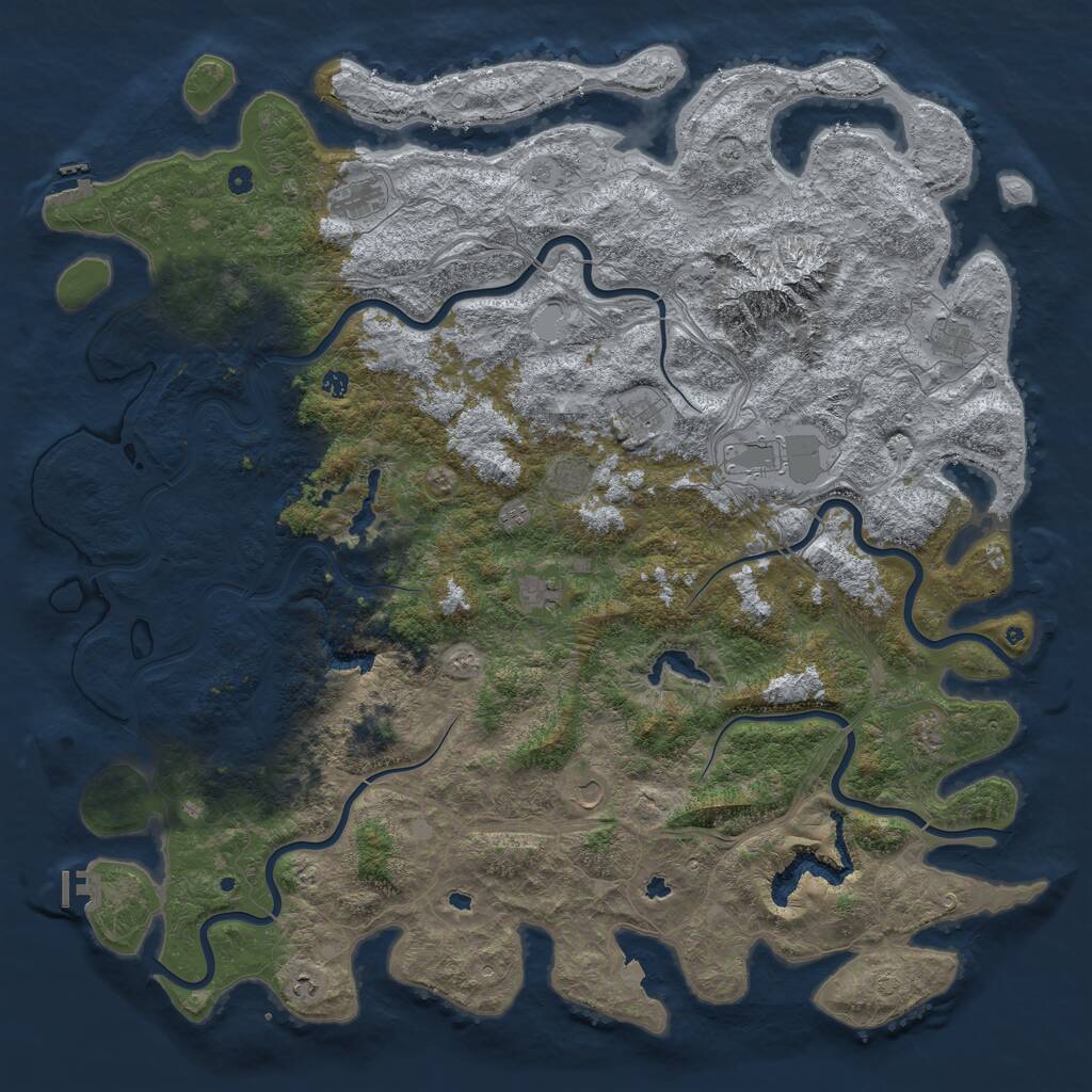 Rust Map: Procedural Map, Size: 6000, Seed: 595642, 17 Monuments
