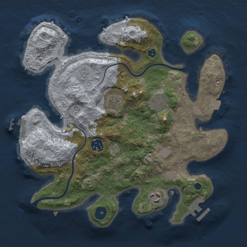 Rust Map: Procedural Map, Size: 3000, Seed: 5125323, 9 Monuments