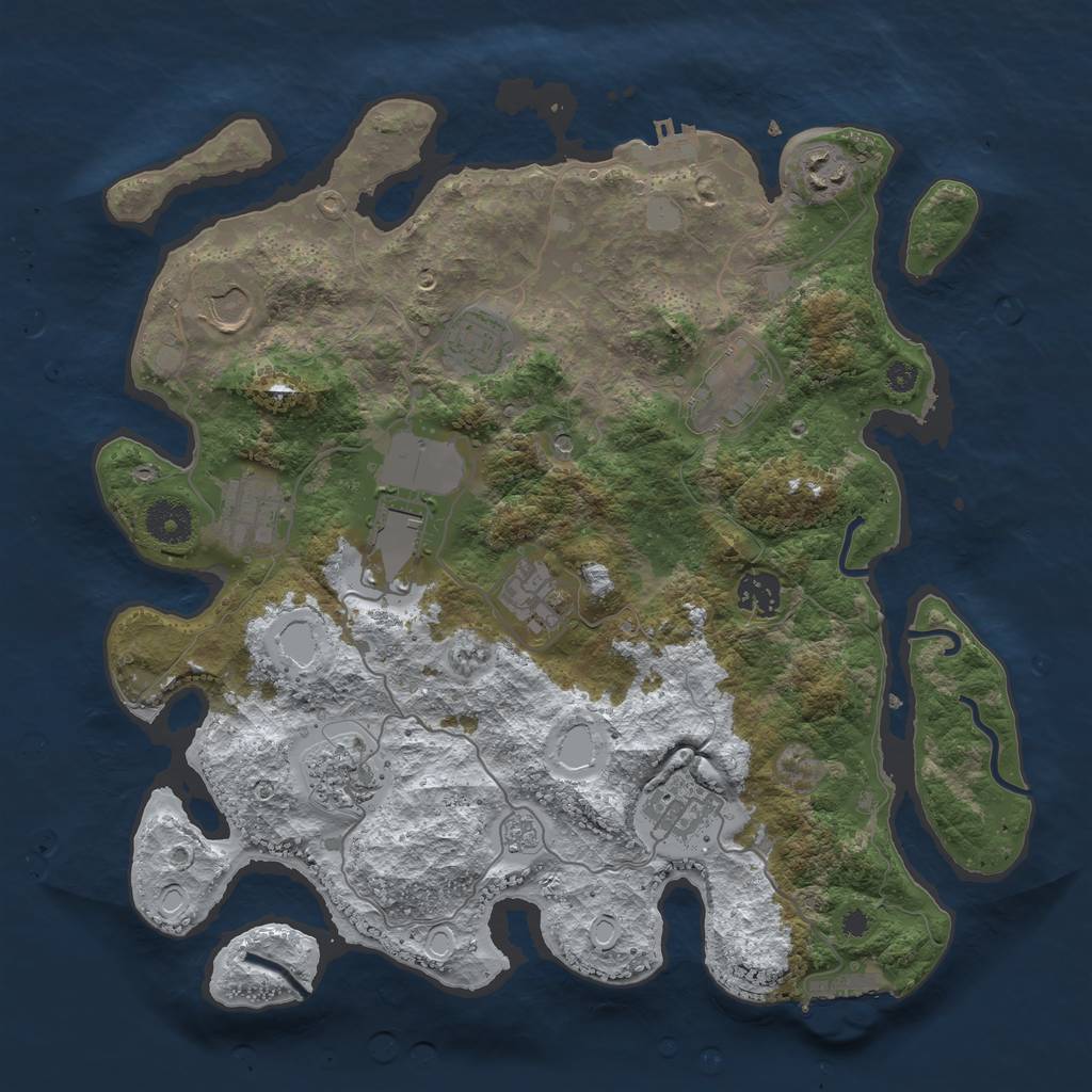 Rust Map: Procedural Map, Size: 3600, Seed: 1821099176, 19 Monuments