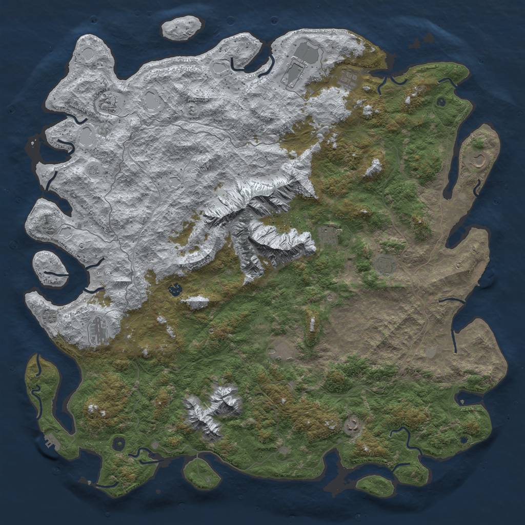 Rust Map: Procedural Map, Size: 6000, Seed: 323611, 20 Monuments