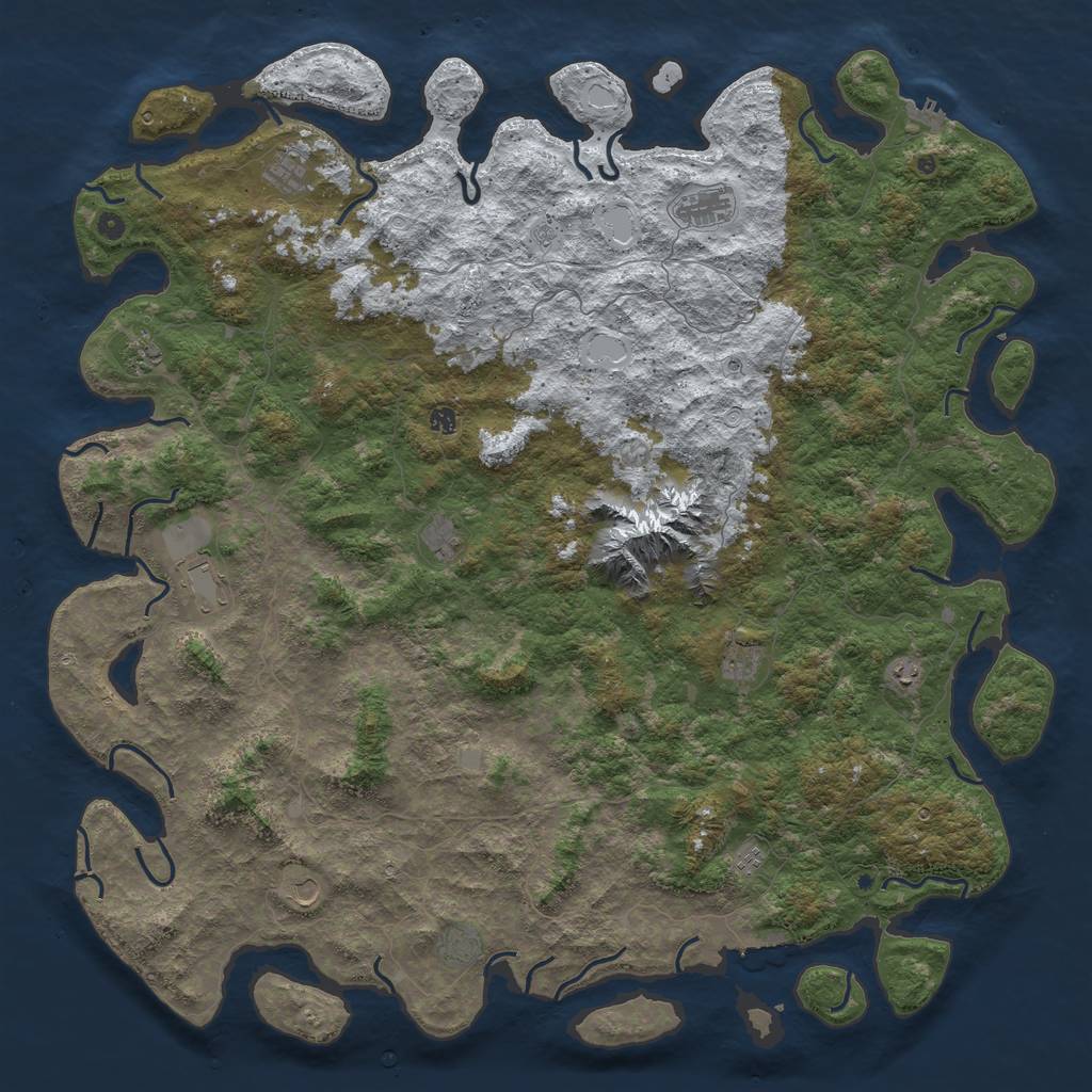 Rust Map: Procedural Map, Size: 6000, Seed: 54355363, 20 Monuments