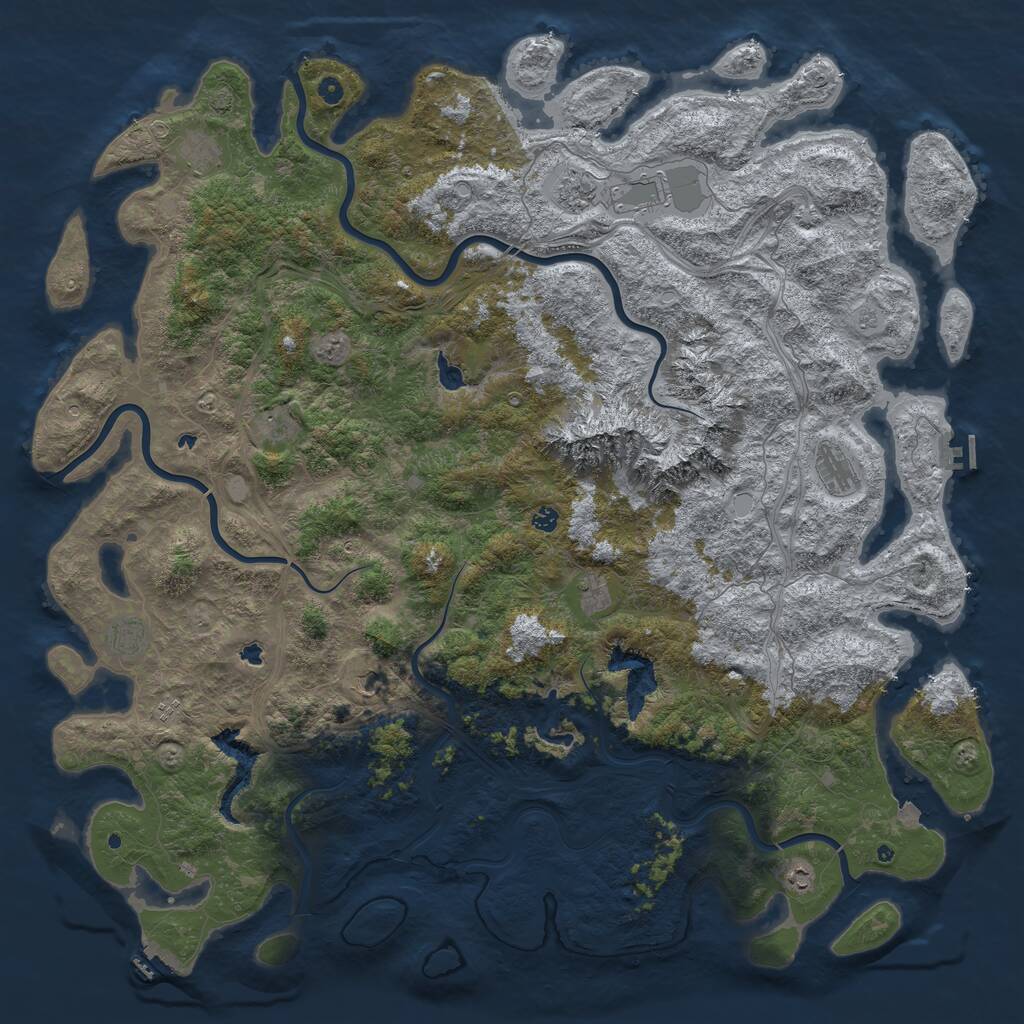 Rust Map: Procedural Map, Size: 6000, Seed: 362830, 17 Monuments