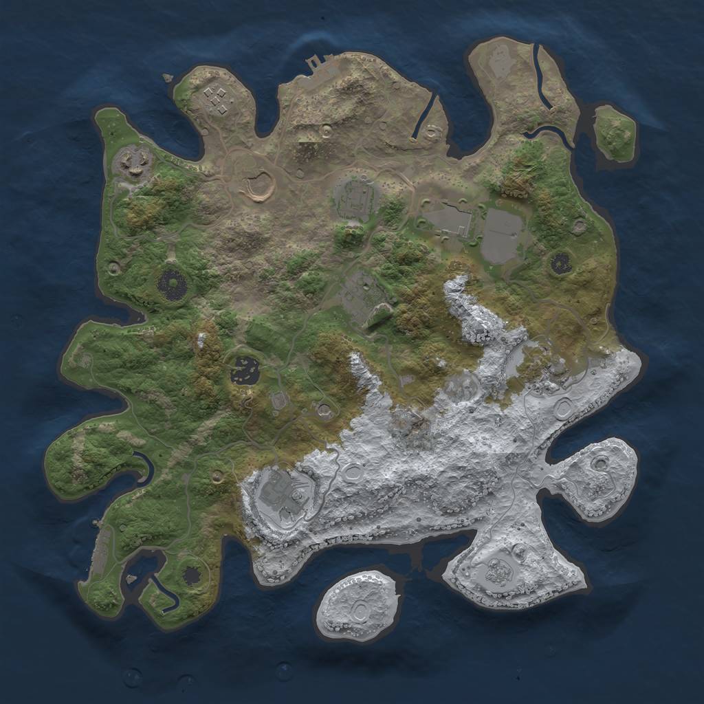 Rust Map: Procedural Map, Size: 3500, Seed: 653520, 18 Monuments