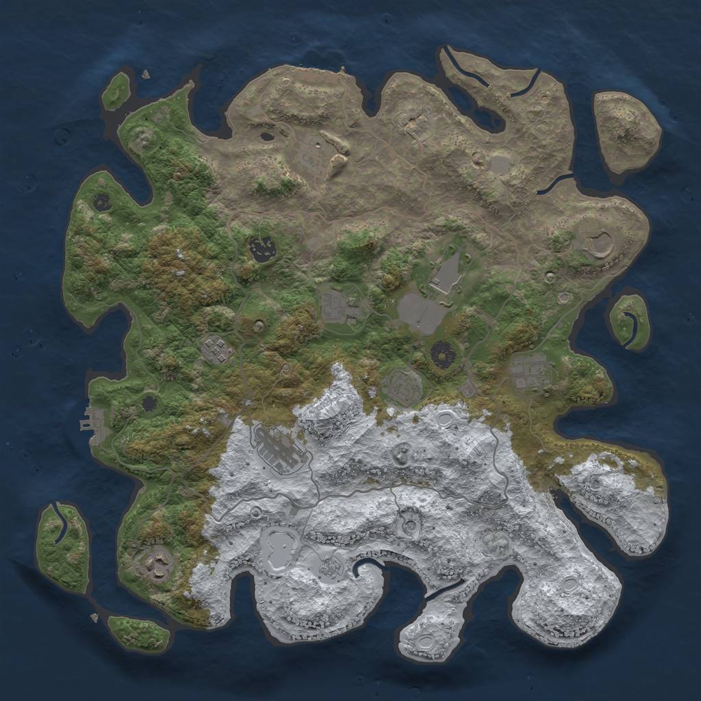 Rust Map: Procedural Map, Size: 4000, Seed: 805575, 19 Monuments