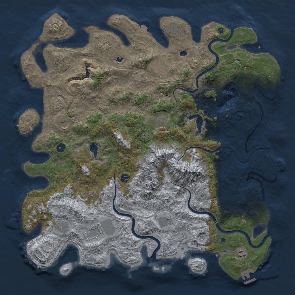 Rust Map: Procedural Map, Size: 5000, Seed: 1045620076, 17 Monuments