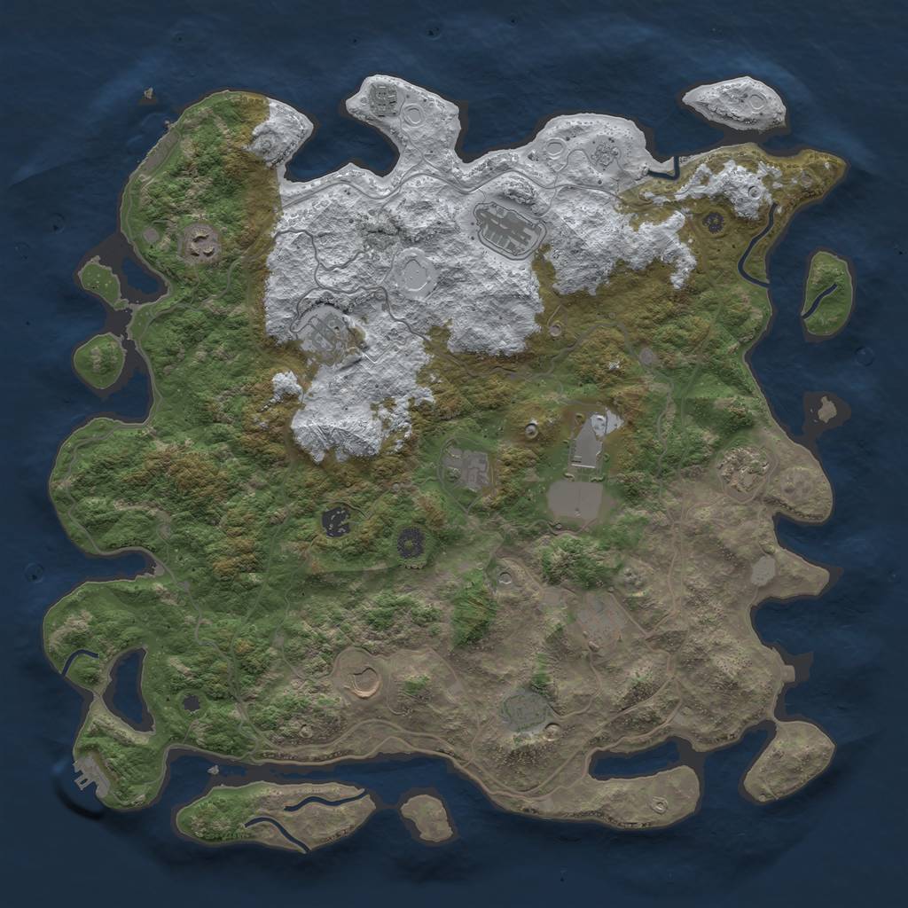Rust Map: Procedural Map, Size: 4500, Seed: 5294371, 20 Monuments
