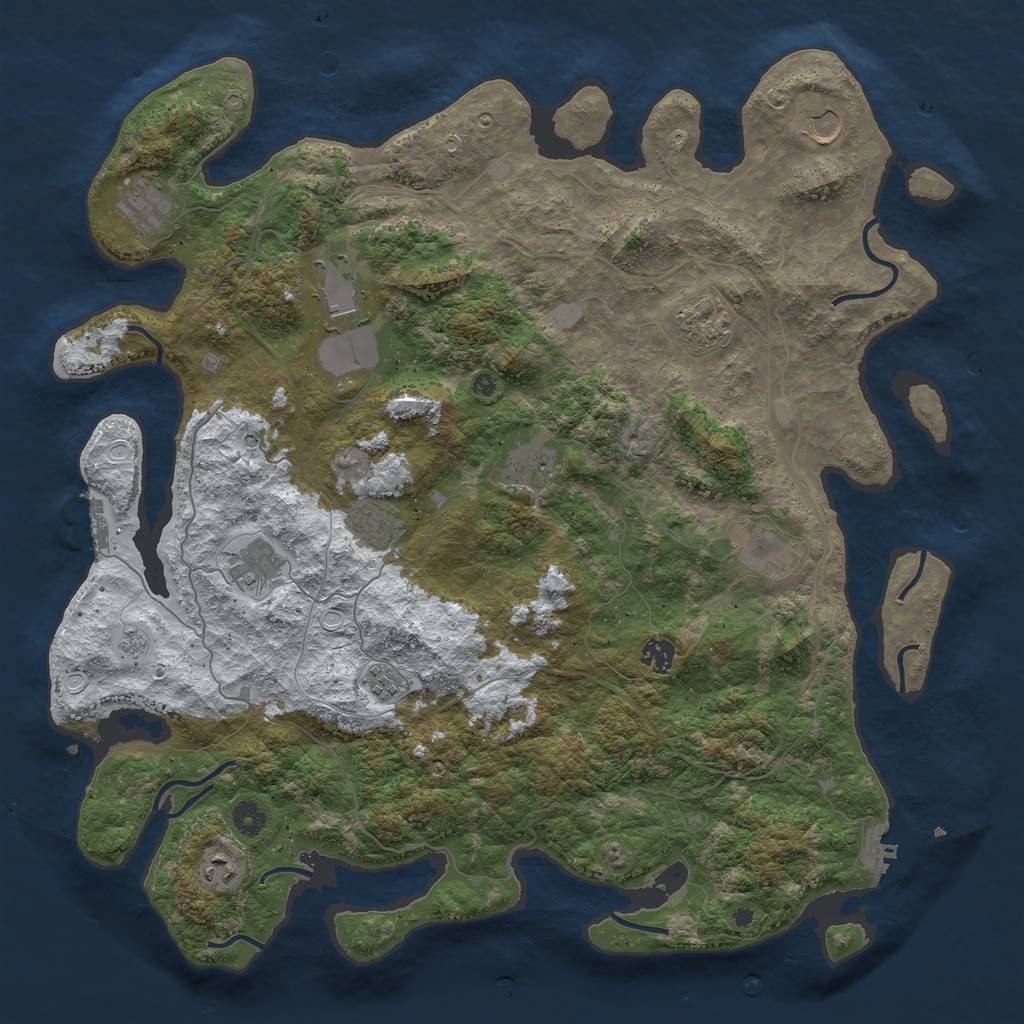 Rust Map: Procedural Map, Size: 4500, Seed: 2293114, 20 Monuments
