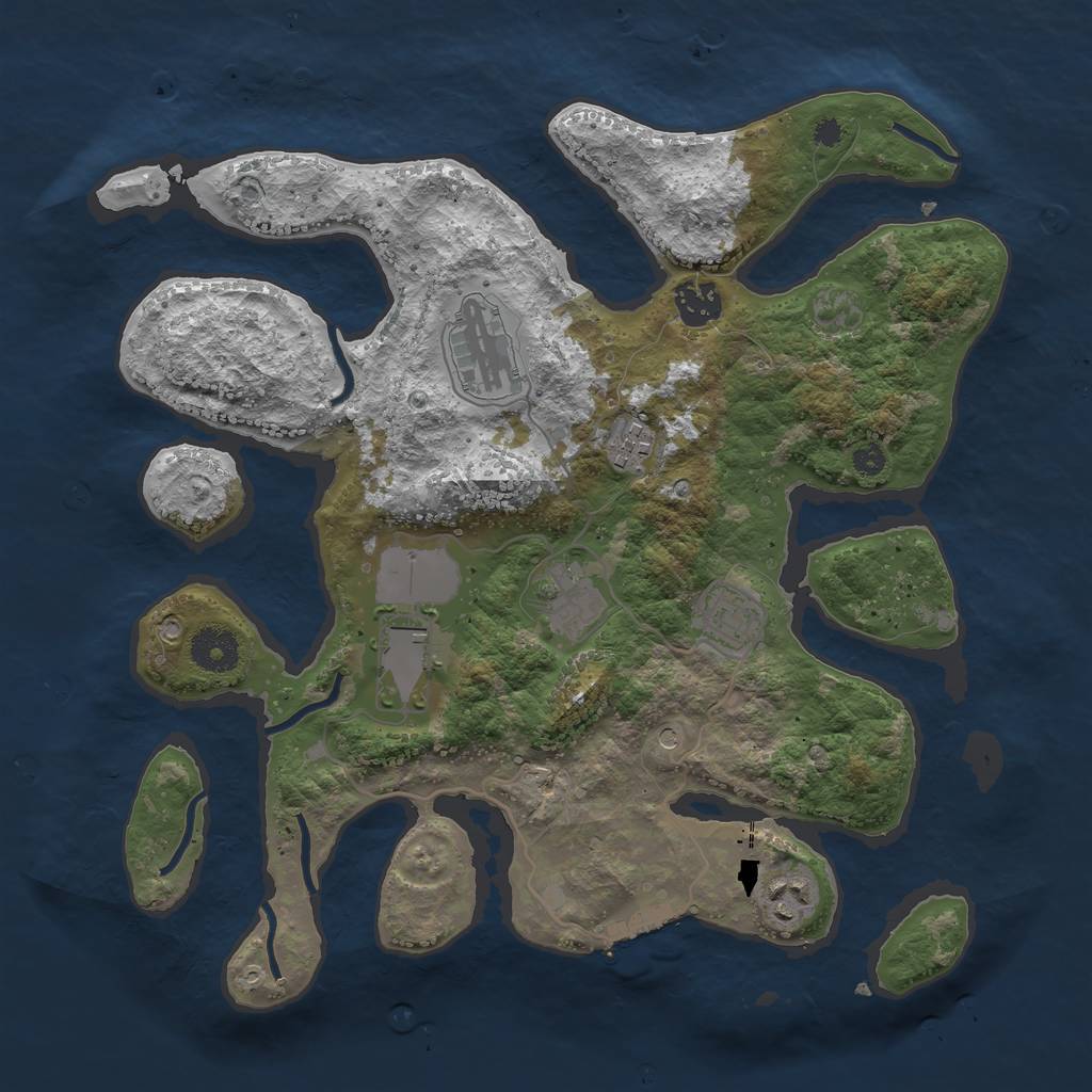 Rust Map: Procedural Map, Size: 3500, Seed: 75, 11 Monuments