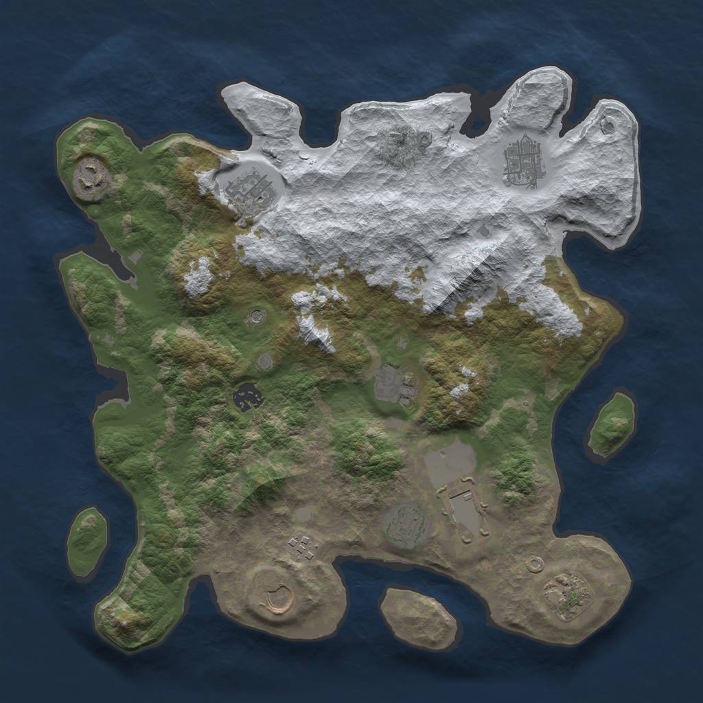 Rust Map: Barren, Size: 3700, Seed: 346345, 13 Monuments