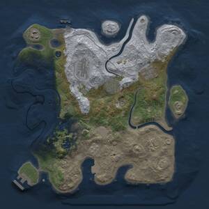 Thumbnail Rust Map: Procedural Map, Size: 3300, Seed: 1, 14 Monuments