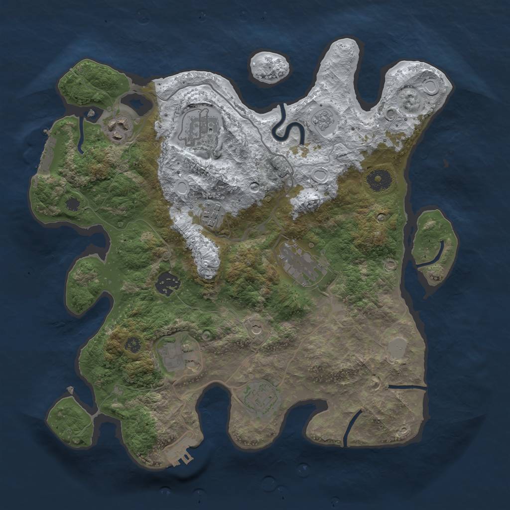 Rust Map: Procedural Map, Size: 3300, Seed: 1, 16 Monuments