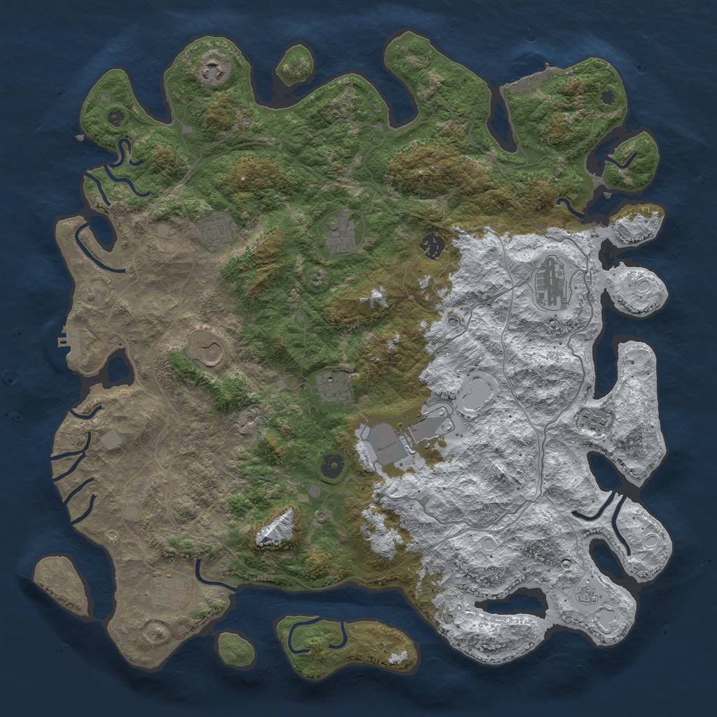 Rust Map: Procedural Map, Size: 4500, Seed: 2421004, 19 Monuments