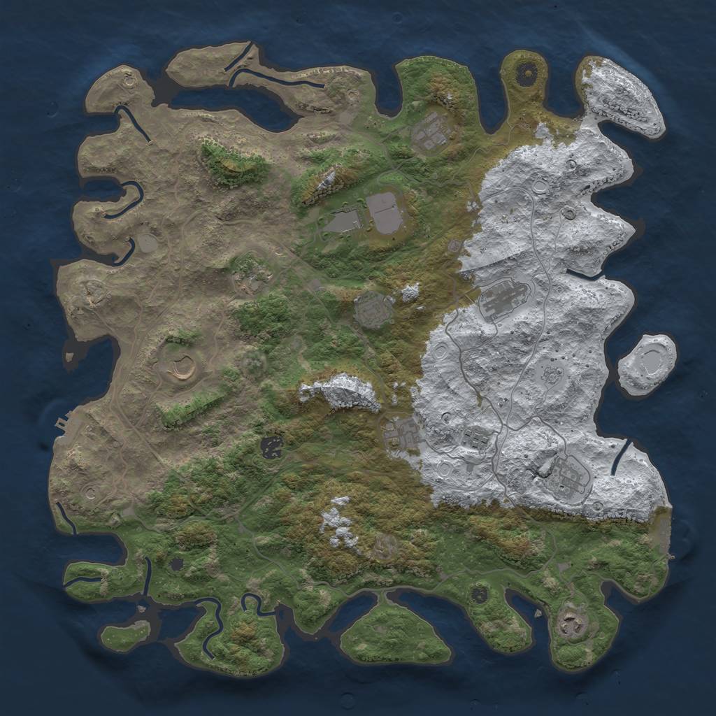 Rust Map: Procedural Map, Size: 4500, Seed: 1680209, 20 Monuments