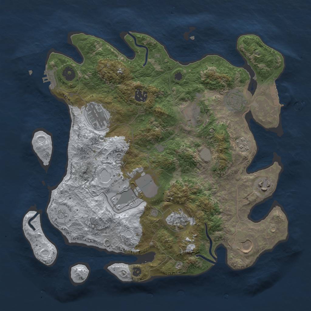 Rust Map: Procedural Map, Size: 3500, Seed: 69857358, 18 Monuments