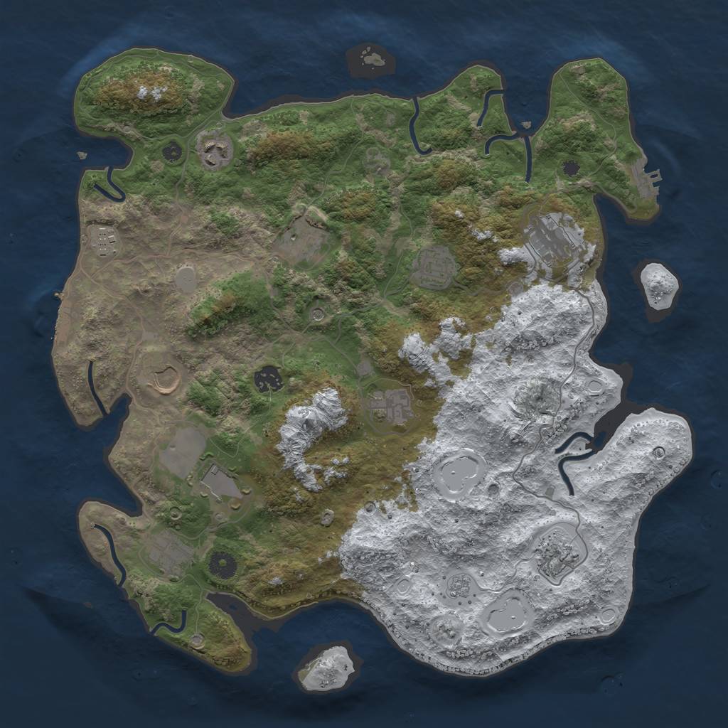 Rust Map: Procedural Map, Size: 3950, Seed: 889023078, 20 Monuments