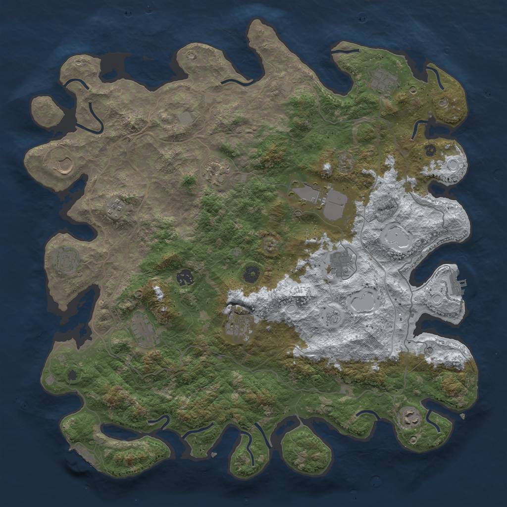 Rust Map: Procedural Map, Size: 4500, Seed: 3981540, 20 Monuments
