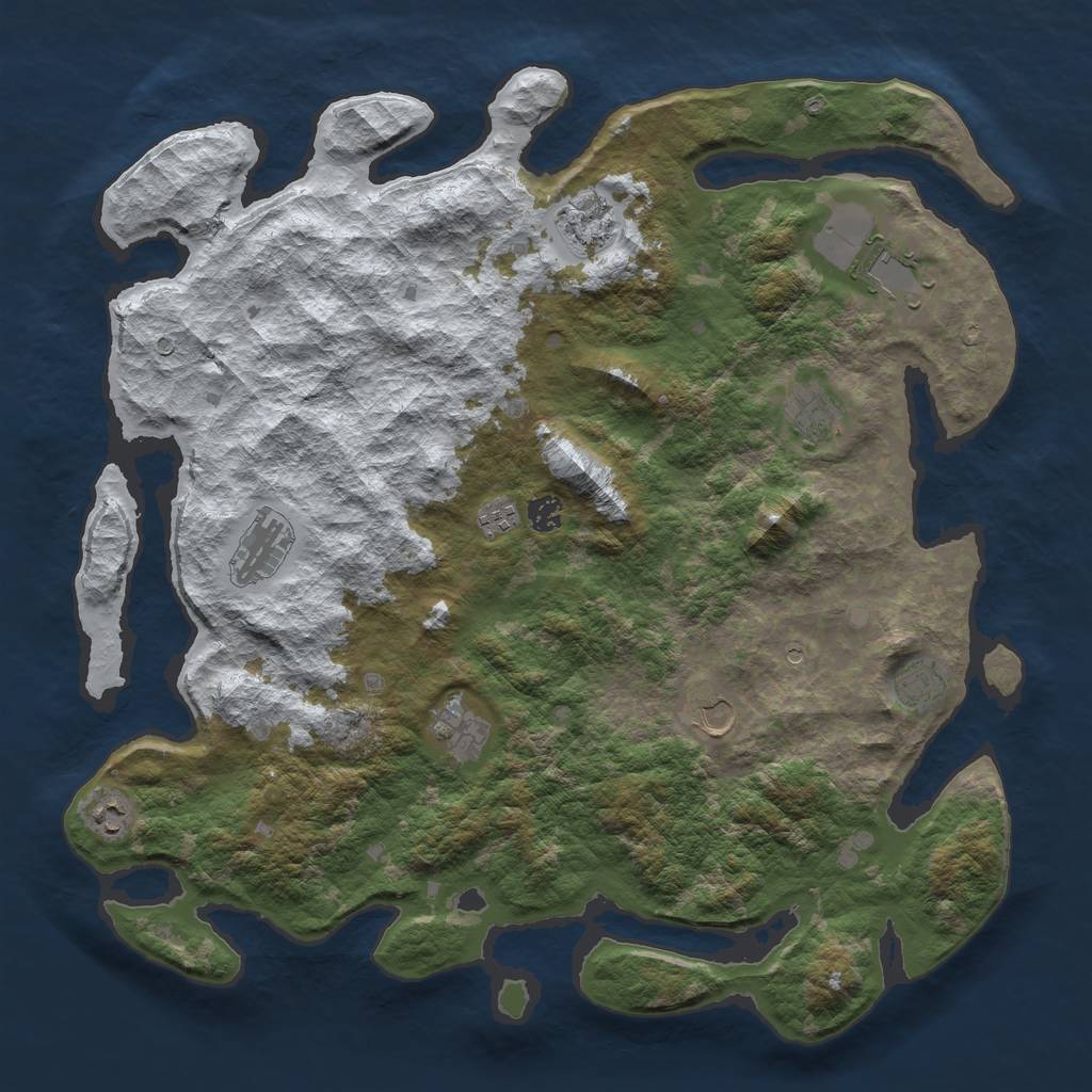 Rust Map: Barren, Size: 4500, Seed: 1399507, 13 Monuments