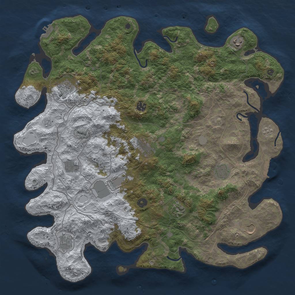 Rust Map: Procedural Map, Size: 4500, Seed: 5143358, 20 Monuments
