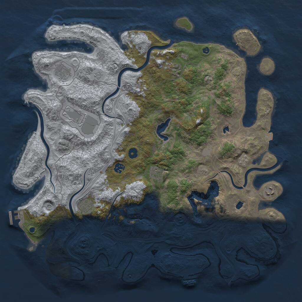 Rust Map: Procedural Map, Size: 4500, Seed: 3855331, 14 Monuments
