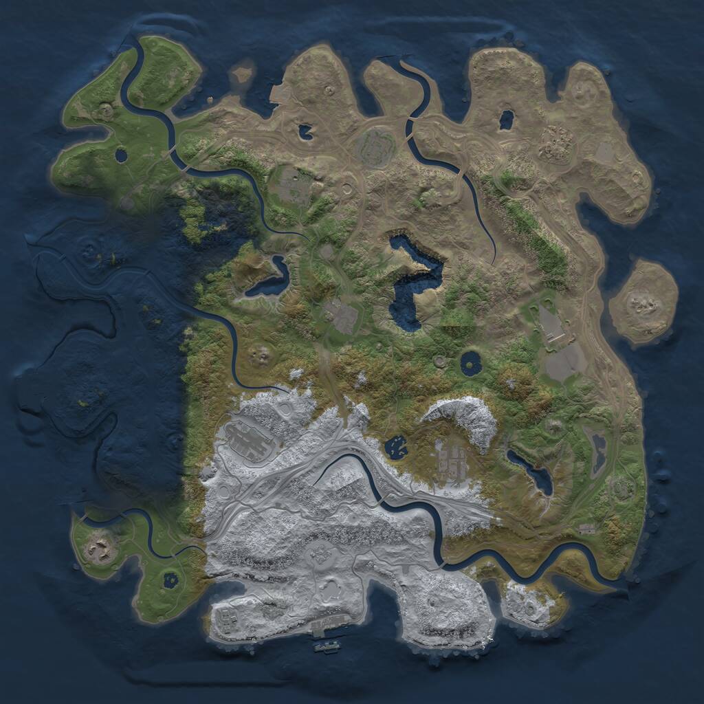 Rust Map: Procedural Map, Size: 4500, Seed: 881705, 16 Monuments
