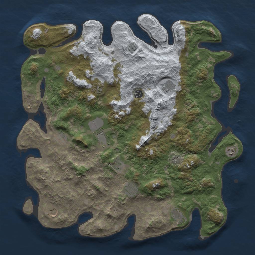 Rust Map: Barren, Size: 4500, Seed: 1649261, 14 Monuments
