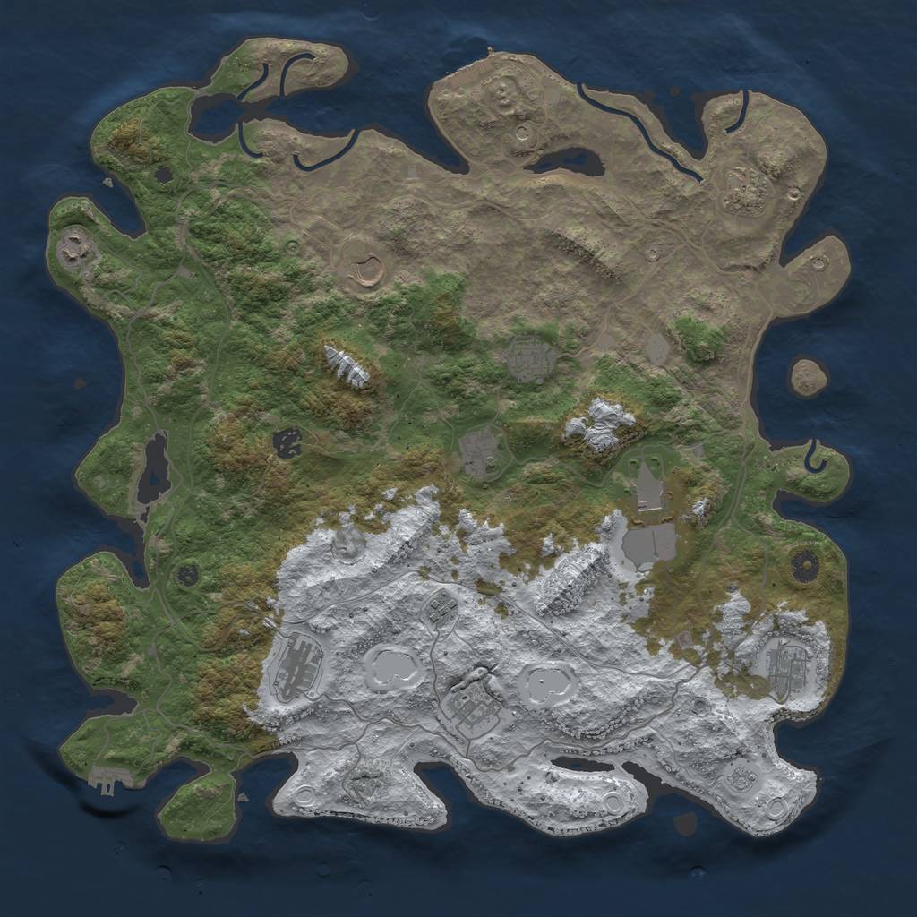 Rust Map: Procedural Map, Size: 4500, Seed: 4919039, 20 Monuments